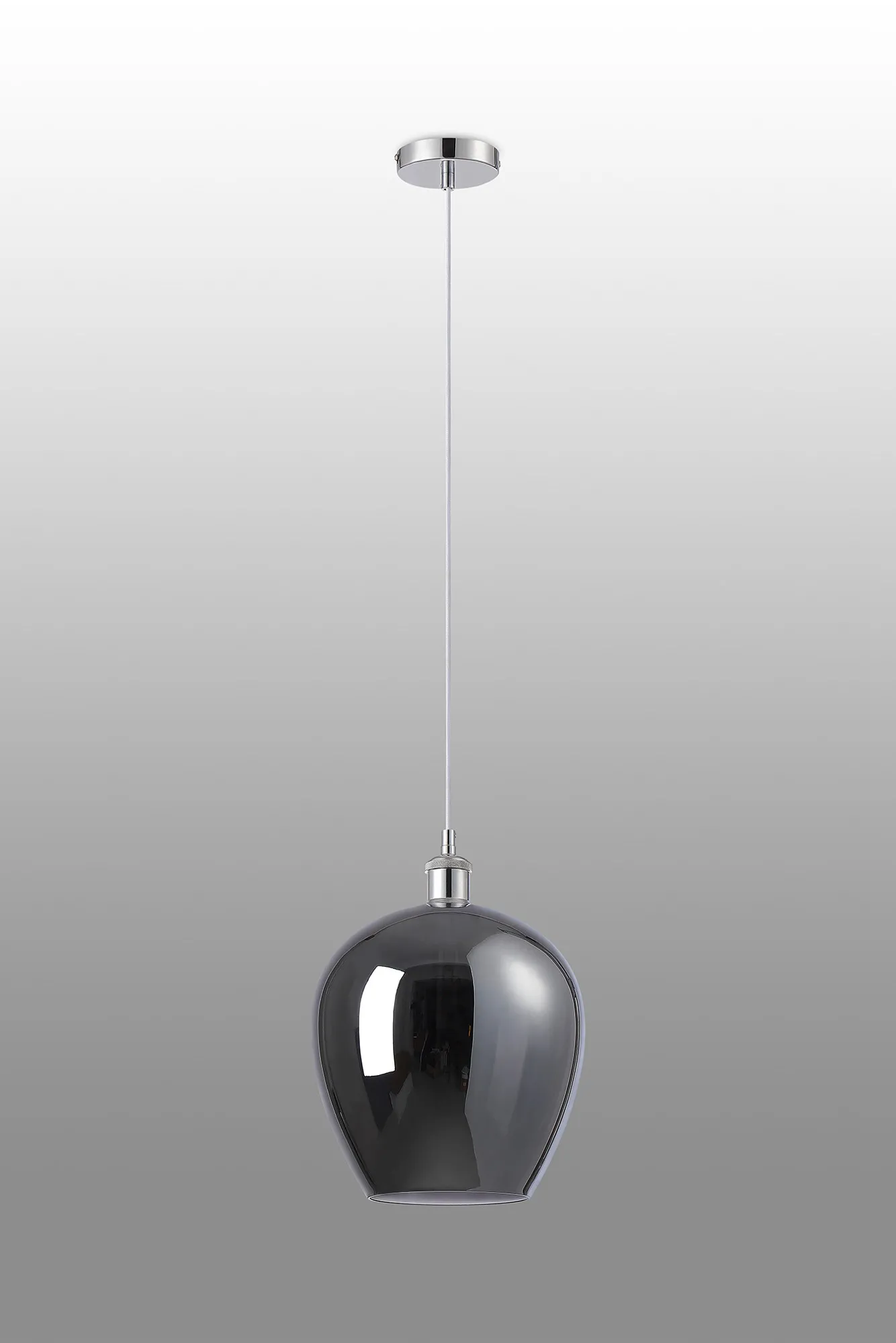Cawdor Single Pendant, 1 Light E27, Polished Chrome/White/Chrome Wine Glass DK1105  Deco Cawdor